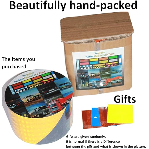 Reflective Tape Yellow Black 3 Inch x 68 Feet, Outdoor Waterproof Conspicuity Strong Adhesive Reflector for Vehicles