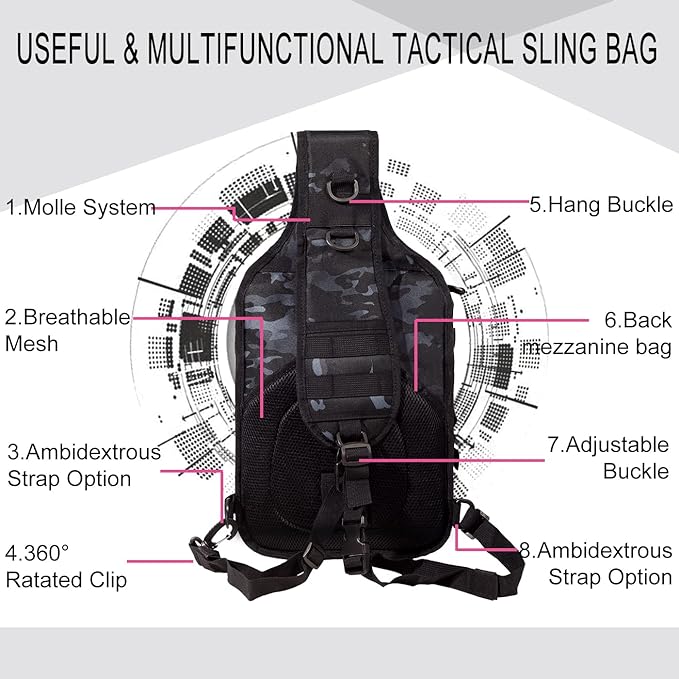 HAOMUK Tactical Sling Bag Pack Military Rover Shoulder Sling Backpack EDC Molle Assault Range Bag