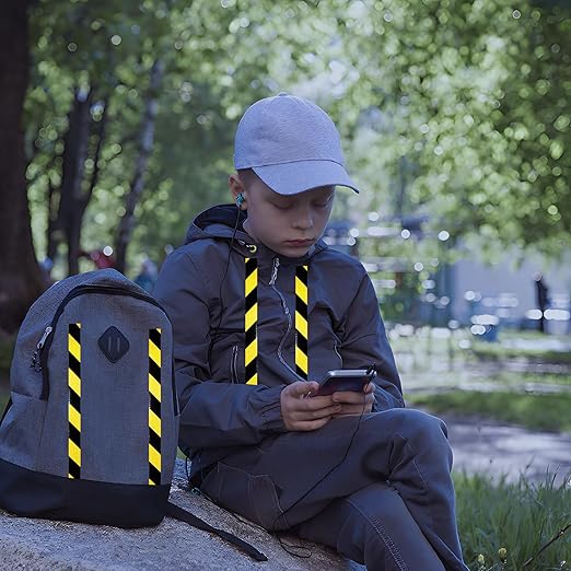 Yellow Black Reflective Tape Outdoor Waterproof 6 inch X 66 feet, High Visibility Hazard Conspicuity Safety Industrial Marking Tape