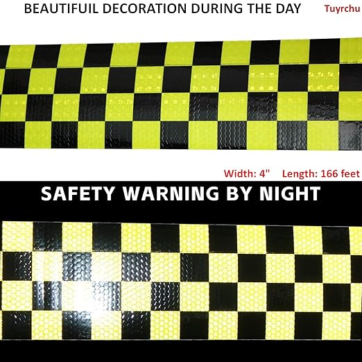 Industrial Reflective Tape 4 inch Wide for Truck, Outdoor Waterproof High Visibility Safety Warning Adhesive Strips (166 feet)