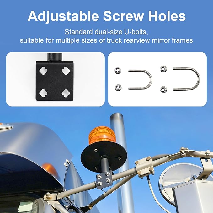 2PCS Strobe Light Mounting Bracket, Bolt-on Trucks Mirror Bracket for Mounted Warning Lights, Fit for Magnetic Emergency Strobe Light