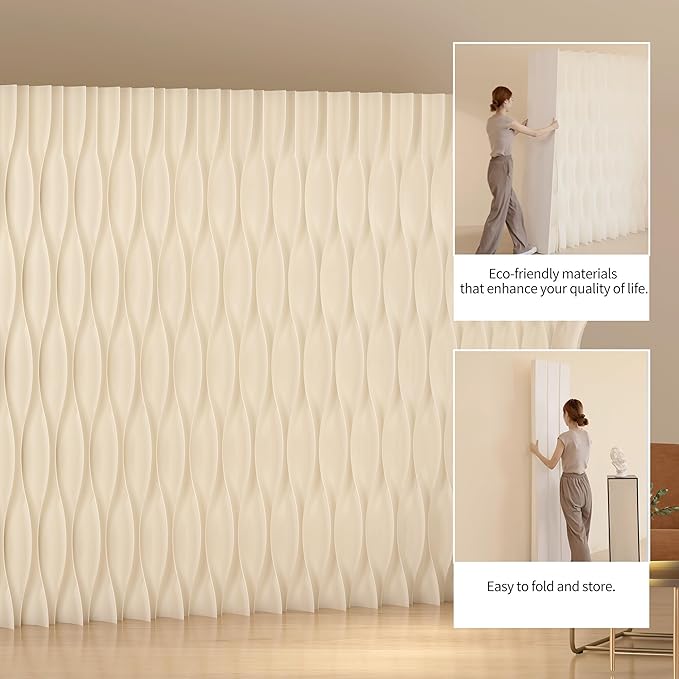 Foldable Room Divider Privacy Screens Movable Temporary Wall Space Partition, 5.25~9.19 FT Tall, 6.56~16.5 FT Width, Choice of Various Sizes and Styles