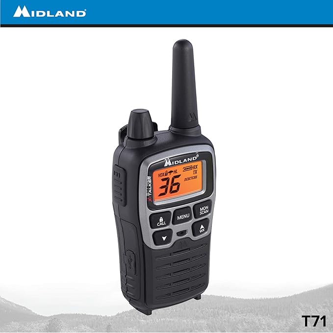 Midland T71VP3 36 Channel FRS Two-Way Radio - Up to 38 Mile Range Walkie Talkie - Black/Silver (Pack of 10)