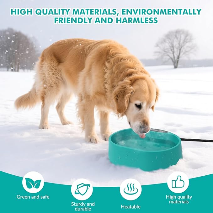 Heated Water Bowl for Dogs, Outside Heated Dog Bowl, Thermostatic Control Heated Cat Bowl, Anti-Freeze Heated Pet Water Dish for Chicken,Duck,Goose,Rabbit,125 OZ 35 Watts
