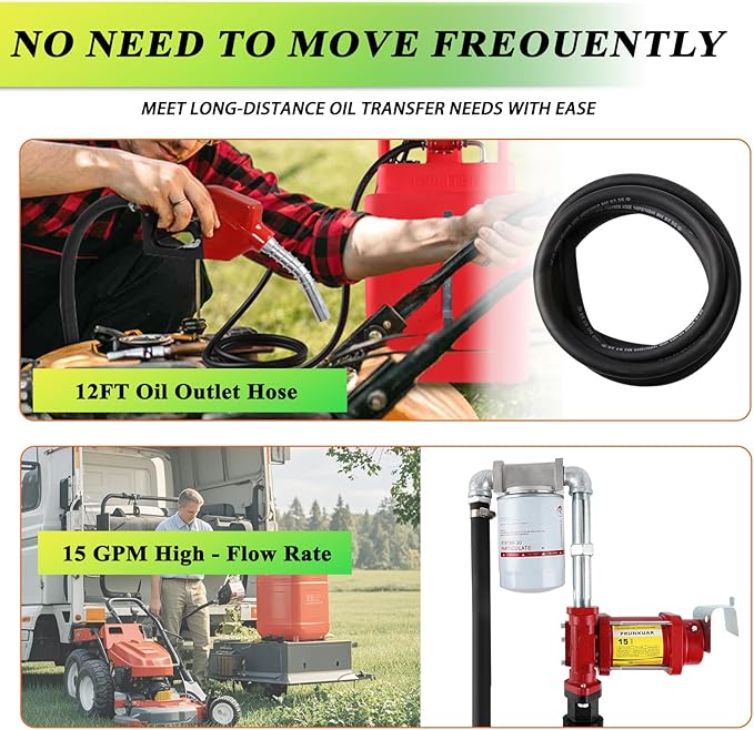 15GPM 12V Fuel Transfer Pump with Auto Nozzle, Particulate Filter for Gasoline Diesel Kerosene Biodiesel