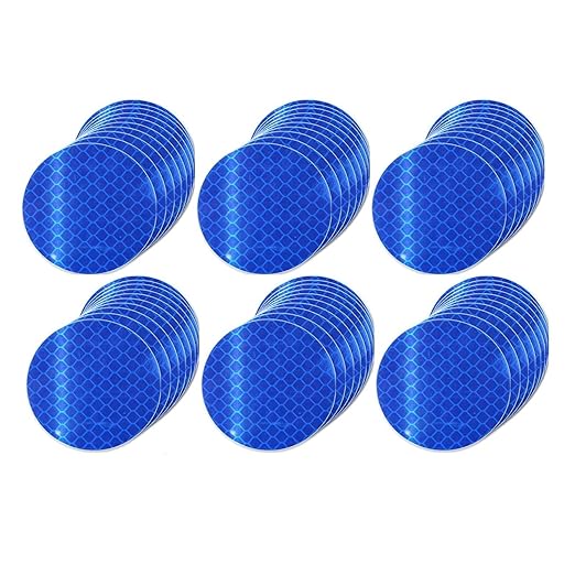 Blue Reflective Stickers 2-inch Diameter Round Reflector, Outdoor Waterproof High Visibility Warning Adhesive Tape (60 Pcs)