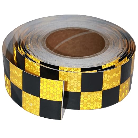 Reflective Tape Yellow Black 2 inch Wide for Cars, Outdoor Waterproof High Visibility Safety Warning Adhesive Strips (66 feet)