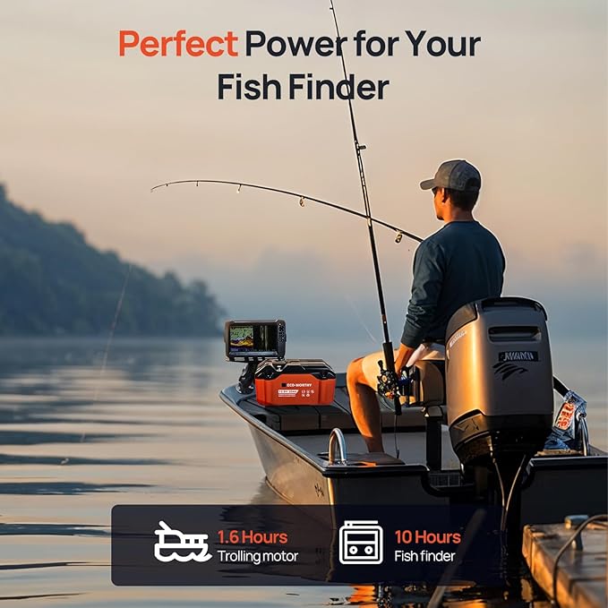 ECO-WORTHY Portable 12V Lithium Battery, 12.8V 20Ah Lithium Iron Phosphate DEEP CYCLE BATTERY, Built-in BMS, 4000+ Cycles, Perfect for Outdoor Camping Fishing RV Marine Trolling Motor Fishfinder