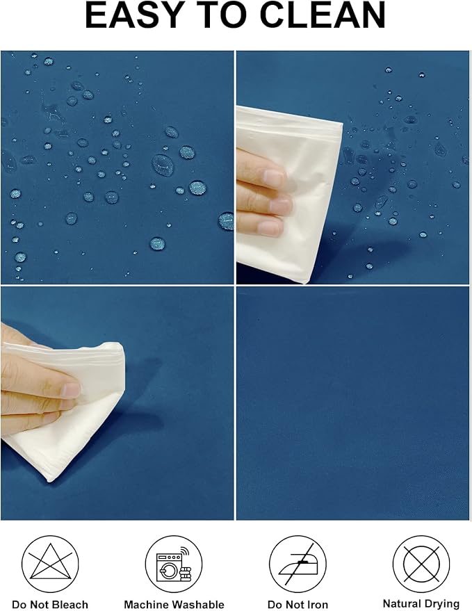 Fokitut 2 Pack Waterproof Round Tablecloth, 90 Inch, Stain Resistant and Wrinkle Polyester Table Cloth, Fabric Table Cover for Kitchen Dining, Wedding, Party, Holiday Dinner-Mediterranean Blue