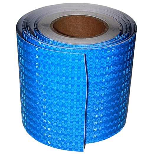 Industrial Reflective Tape Blue 6 inch Wide, Outdoor Waterproof High Visibility Safety Warning Adhesive Reflector Strips (66 feet)