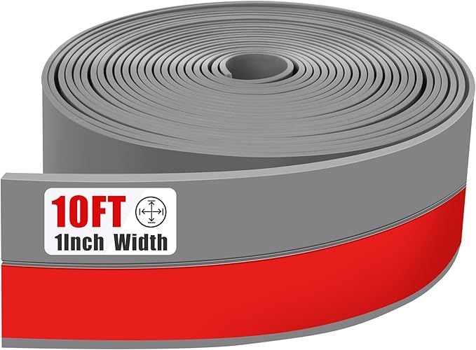 Draft Seal Tape for Doors and Windows 1 in x 10 Ft Silicone Weather Stripping Extra Thick 2mm Door Seal Strip with Strong Adhesive Draft Insulation Stopper Side Seal - Gray