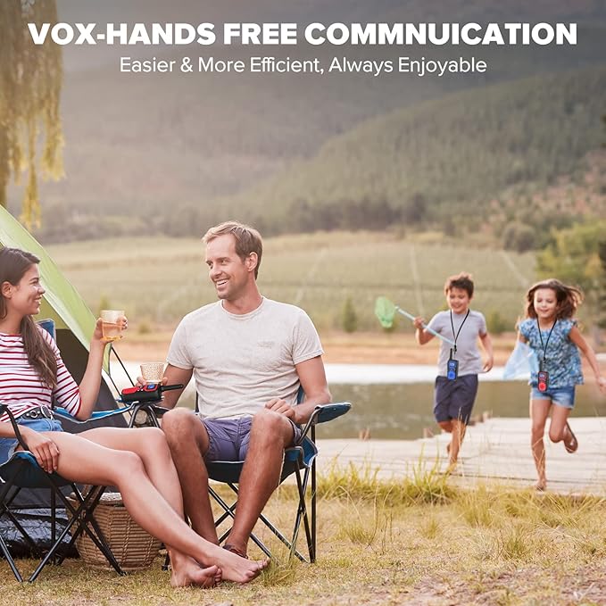 Wishouse Walkie Talkies for Kids Adults - Long Range Rechargeable 2 Way Radios,Gift,Hiking Accessories Camping Gear with Lamp,SOS Siren,NOAA Weather Alert,VOX,Easy to Use Red Blue 2 Pack