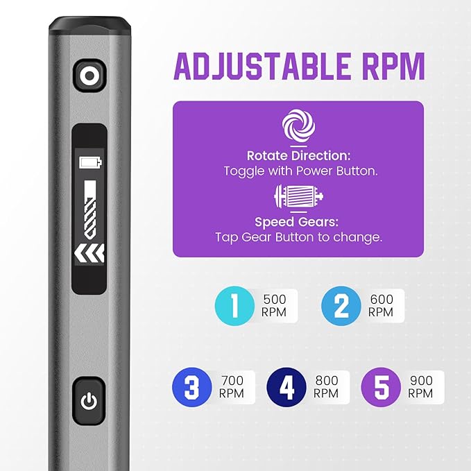 AM ARROWMAX Mini Drill Pen, 5-Speed, LED Lights, OLED Display, Aluminium Box, Resin Drill Set With 10 Small Bits, 3/32-Inch Shank, For Jewelry Making, Wood, Plastic,(SDS)