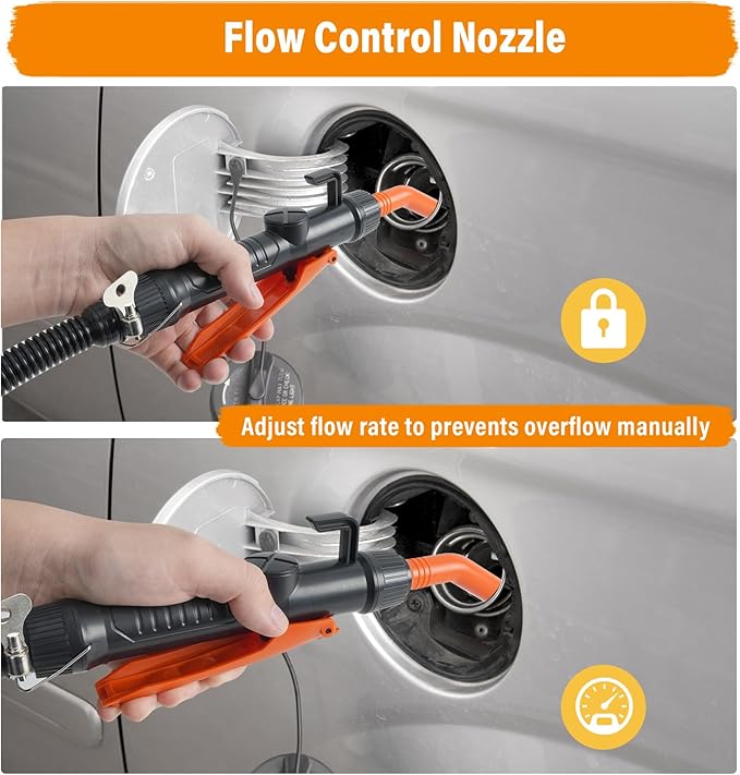 Portable Fuel Transfer Pump, 2.6GPM Battery Powered Fluid Siphon Pump with Adjustable Flow Nozzle - Universal for Gasoline, Diesel, Water Transfer, Battery Gas Pump for Mechanic,Home,Outdoor Use