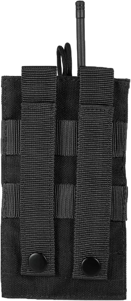 Tactical Radio Holder Radio Holster Molle Radio Pouch Universal Radio Case Military Heavy Duty Radio Bag for Police Firefighter Two Ways Walkie Talkies Vest (Black-large)