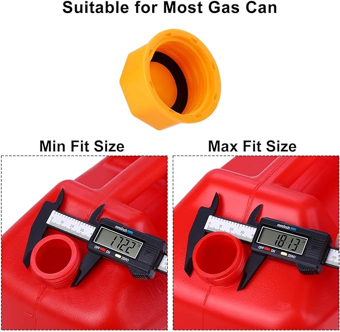 6PCS Gas Can Caps, 5 Gallon Gas Can Cap Replacement, Universal Coarse Thread Gas Cap for Gasoline, Portable Gas Tank Lid for Improved Sealing and Transportation