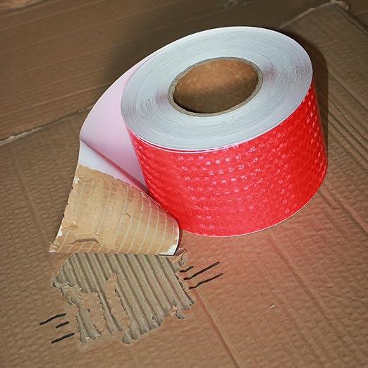 Industrial Reflective Tape Red 4 inch Wide, Outdoor Waterproof Hazard Conspicuity Safety Marking Tape (166 feet)