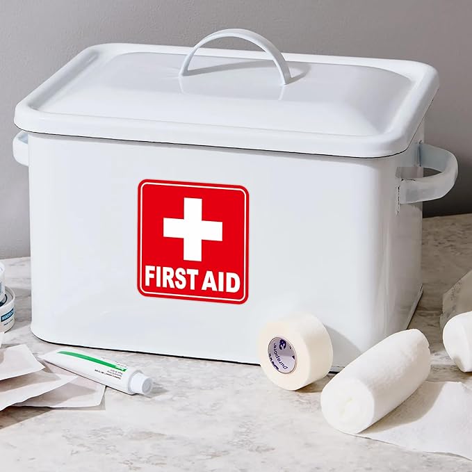 3PCS First Aid Sign Sticker for Home，Self-Adhesive Waterproof First Aid Decals for First Aid Boxes, Emergency First Aid Kit Supplies for Car, Office or Business 5.5Inch
