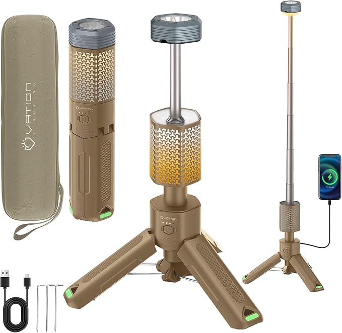 Telescopic Camping Lights Rechargeable Collapsible 10500 mAh LED Caming Lanterns with Stand, IPX7 Waterproof Flashlights with Magnetic Base, Portable Work Light Camping Lamp for Camping, Emergency Use