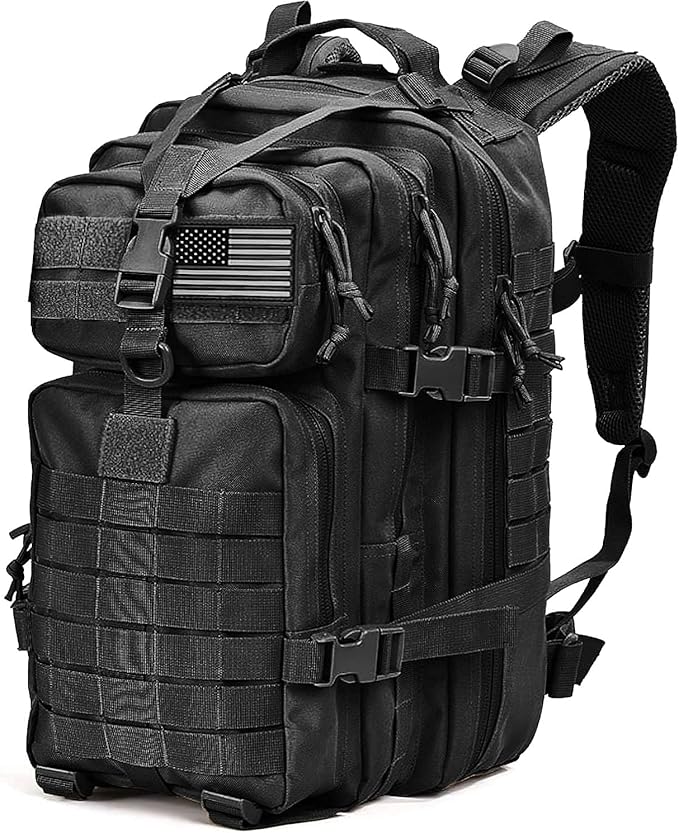 Tru Salute 45L Military Black Tactical Backpack Large Army 3 Day Pack Molle Bug out Bag Rucksack Backpack Military Black