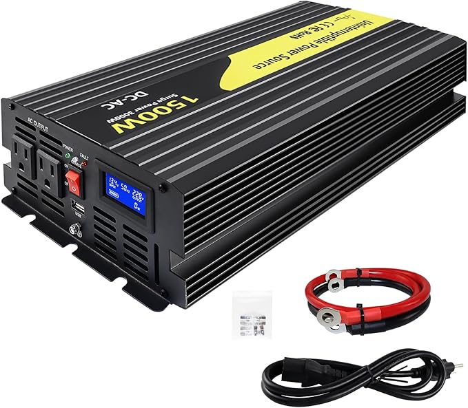 1500W Sump Pump Battery Backup Power System,Basment Protection Sump Pump Inverter with LCD Display and Automatic Battery Backup Switching for Basement Emergency and Power Outage Backup, (Black)