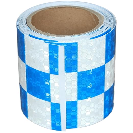 Blue White Reflective Tape Outdoor Waterproof 3 inch, High Visibility Conspicuity Safety Industrial Marking Tape (11 feet)