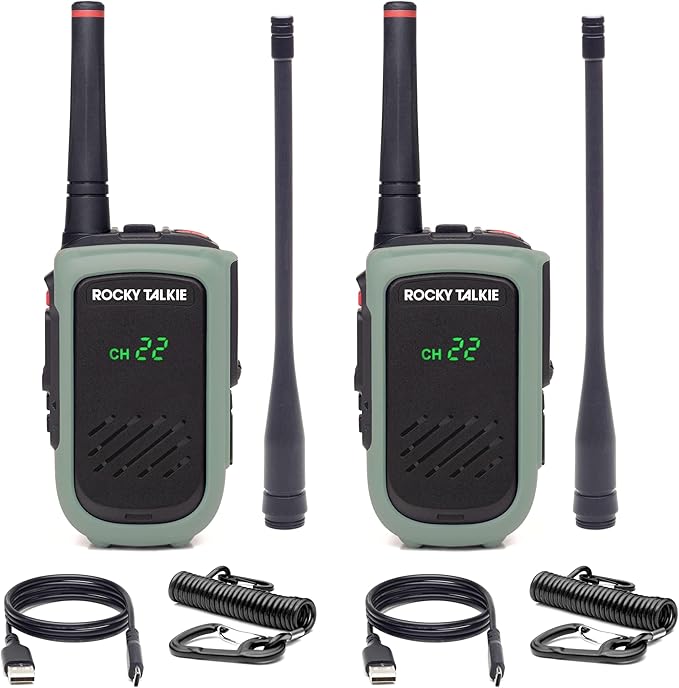 Rocky Talkie Expedition 5 Watt Radio - GMRS Radio with IP67 Waterproofing, Long Range Walkie Talkie, NOAA Weather Alerts, 5 Day Battery Life,2 Pack
