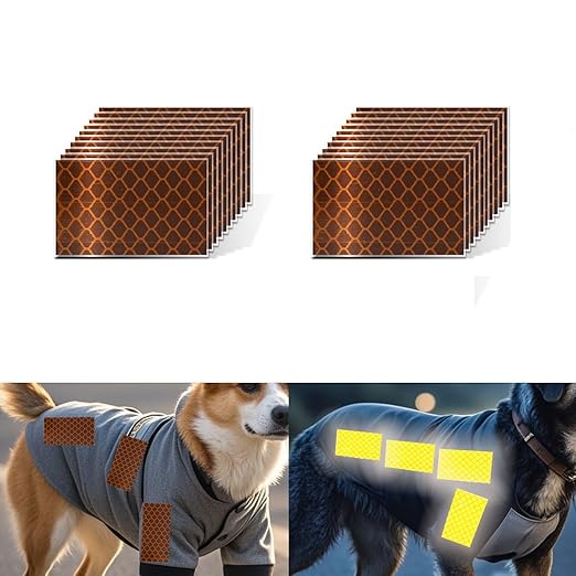 Non Fading Brown Reflective Stickers 1 inch X 2 inch, Outdoor Waterproof High Visibility Warning Safety Adhesive Reflector Tape (20 Pcs)