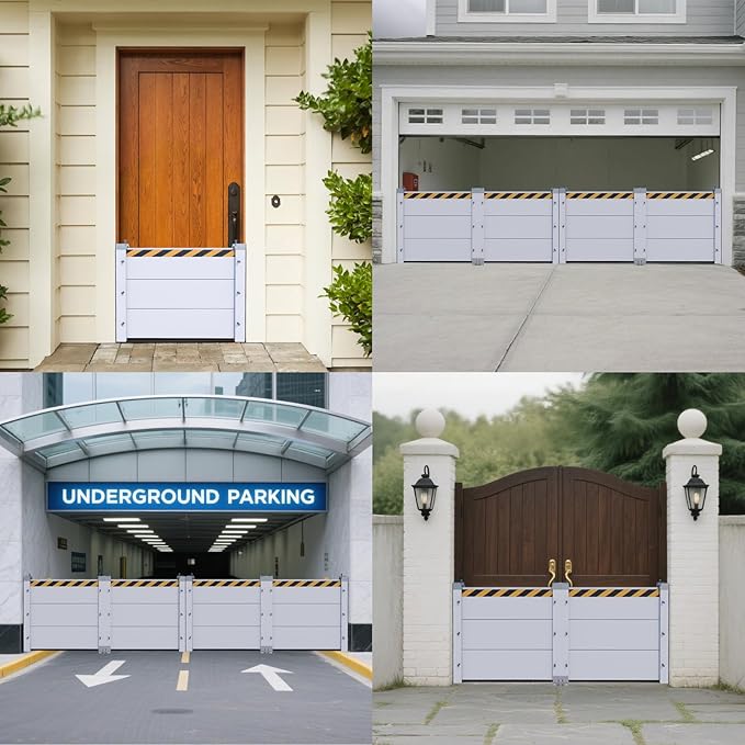 Flood Barriers for Home, Quick Water Barriers for Flooding Outdoor - Reusable Aluminum Alloy Water Retaining for Basement, Front Door, Garage Gate Anti, Flood Wall (H 15.7 in 5 ft)