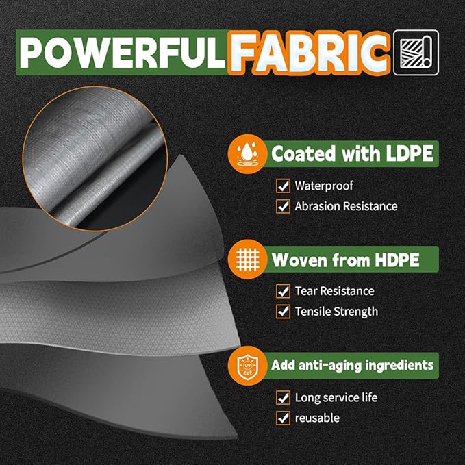RAINDEWAY Tarps Heavy Duty Waterproof 4x10 Feet,10Mil Thick Multipurpose Poly Small Tarp Cover with Metal Grommets and Reinforced Edges,Silver/Brown Tarp