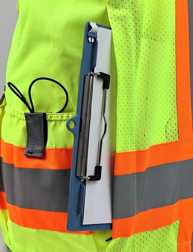 Safety Vest, Hi Vis Vests with Pockets, Class 2 High Visibility Vests,Construction Surveyor Work Vest for Men Women