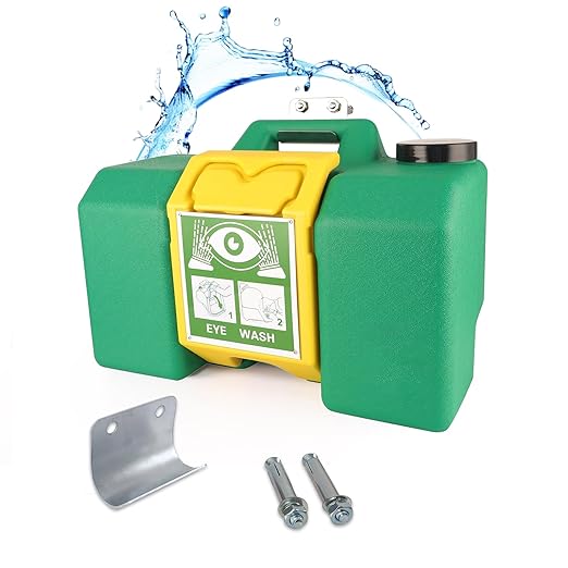 8 Gallon Eye Wash Station, Portable Eyewash Station OSHA-Approved, Wall Mounted Emergency Eyewash Station Kit with Dual Spray, First Aid Eye Wash Station for Factories, Laboratories(Green)