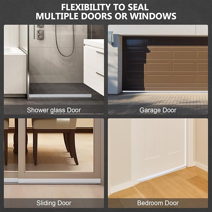 Silicone Weather Stripping Door Seal,2025 Upgraded Seal Strip for Windows Gaps, Double-Sided Strong Adhesive Design, Seal Strip for Side of Door,Sliding Door,1.37" x 20 ft, White