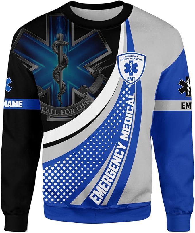 Personalized EMT 3D Shirt, EMT 3D Hoodie, 3D EMS Hoodies for Men, Medical Uniforms EMS Shirt, Emergency Medical Service Shirt
