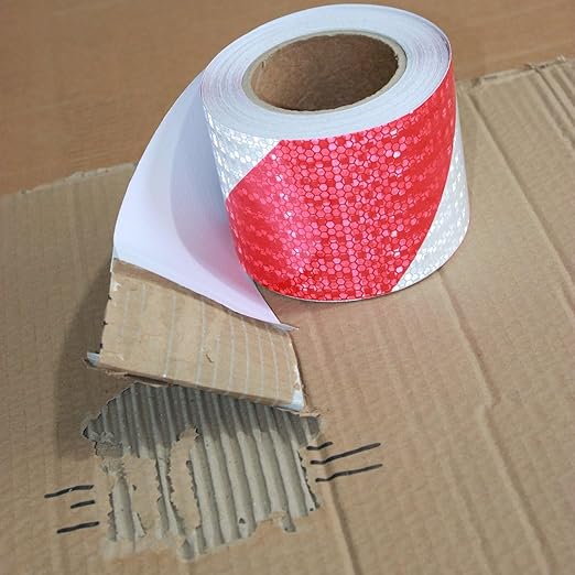 Reflective Tape Red White 3 inch Wide for Automobile, Outdoor Waterproof High Visibility Safety Warning Adhesive Strips (66 feet)