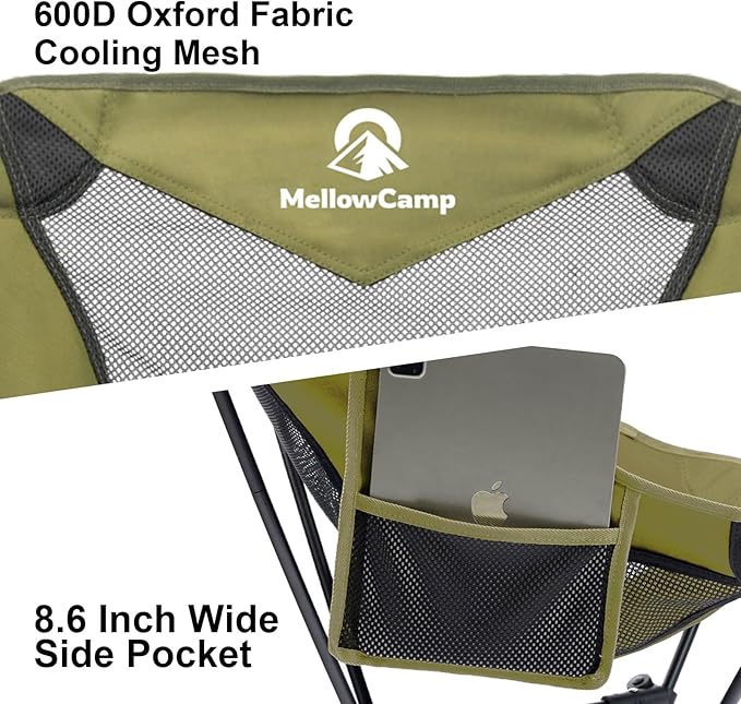 MellowCamp Camping Chair, Ultralight Folding Backpacking Hiking Chair, Compact Portable for Hiking, Camping, Backpacking, Beach, Roadtrip (Olive Green)