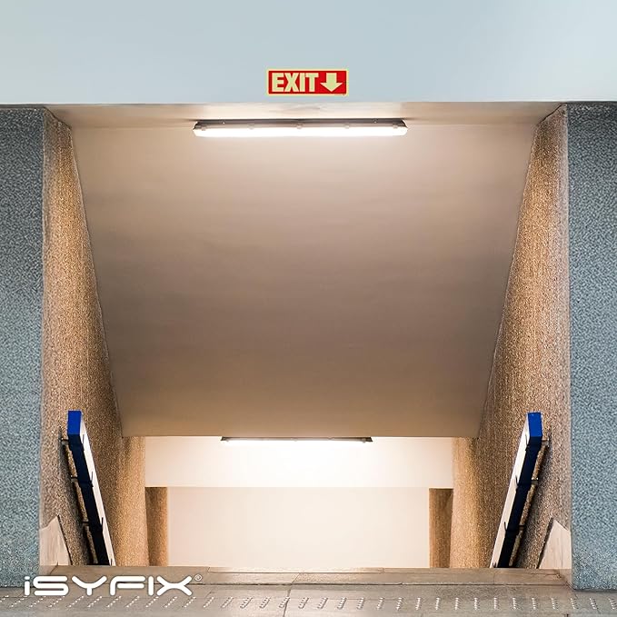 iSYFIX Exit Signs with Directional Down Arrow - 12 Pack 12x4 Inch Glow in the Dark for Business, School, Office, Warehouse - Durable 40 Mil Polystyrene, UV Laminated, Waterproof, Scratch & Fade Resistant