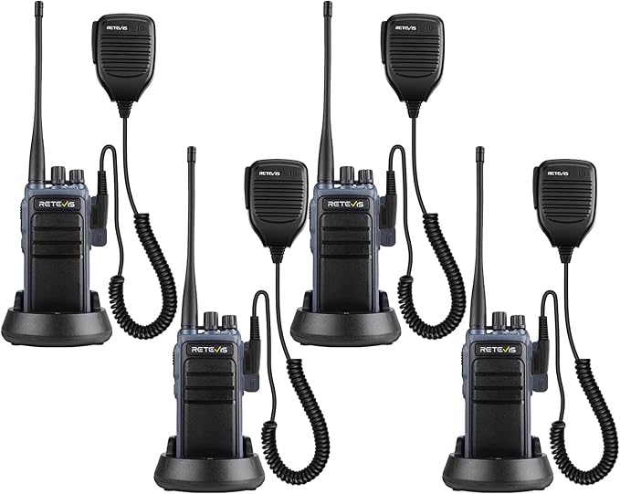 Retevis MateTalk C4 Handsfree Walkie Talkies with Mic,Smart Voice Control, Voice Activated, 2500mAh,USB-C,GMRS Repeater Capable,Professional Two Way Radio for Security Construciton Farm(4 Pack)
