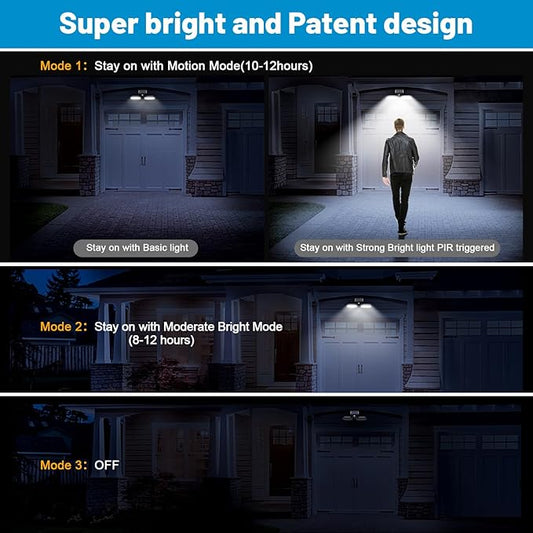 Sunvivo Motion Solar Lights Outdoor,Ground Path Lights or Wall Floodlight,Stay On or Motion Sensor Mode,Dusk to Dawn Security Light,Cordless,360° rotatable Spotlights for Path Yard Driveway,4-Pack