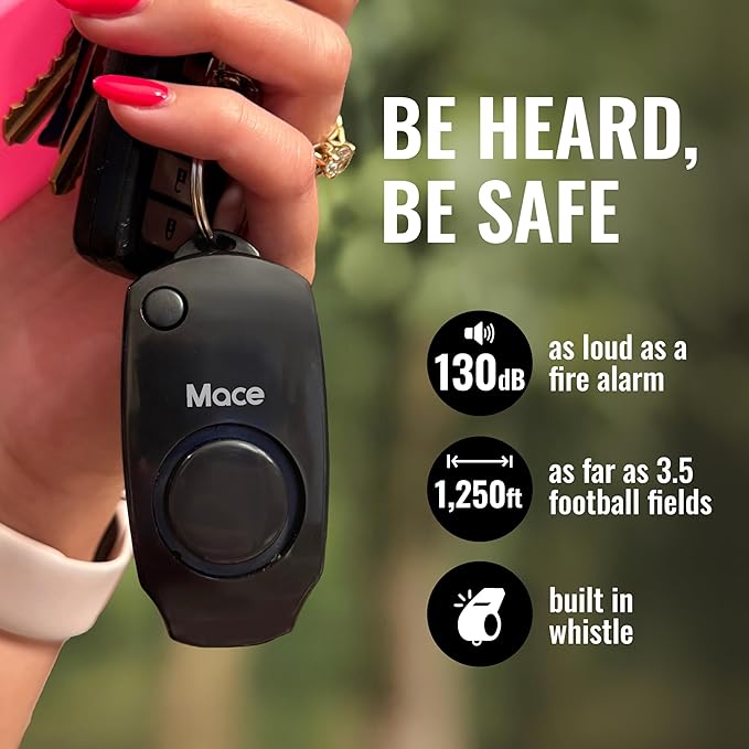 Mace Personal Safety Alarm & Mace Pepper Spray Kit - Loud 130db Siren with Built in Emergency Whistle, 10 Feet Range Pocket Model (0.42 oz) Self Defense Pepper Spray for Women & Men - Black