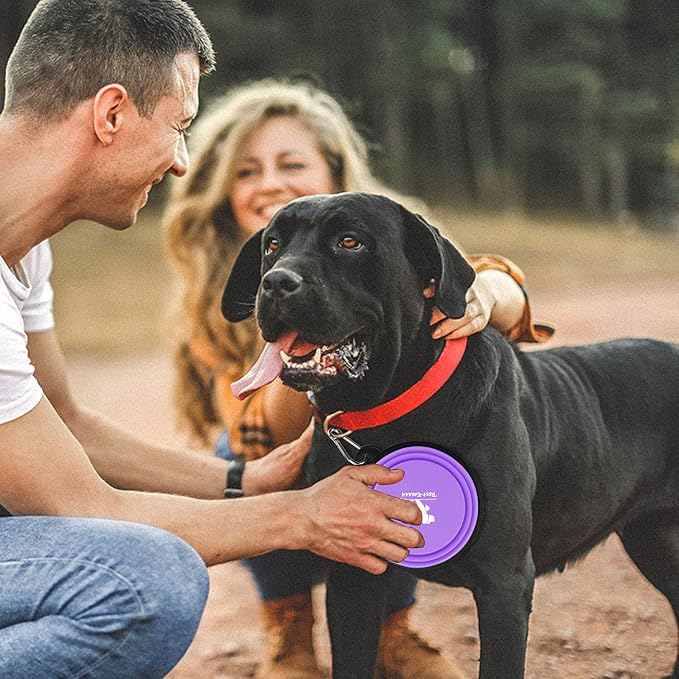 Collapsible Dog Bowls for Travel, 2-Pack Dog Portable Water Bowl for Dogs Cats Pet Foldable Feeding Watering Dish for Traveling Camping Walking with 2 Carabiners, BPA Free