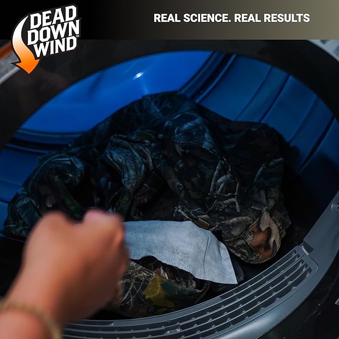 DEAD DOWN WIND Natural Woods Scented Odor Eliminating Dryer Sheets (15Ct) - Hunting Scent Control - Durable Hunting Scent Eliminators - Advanced Hunting Laundry Gear