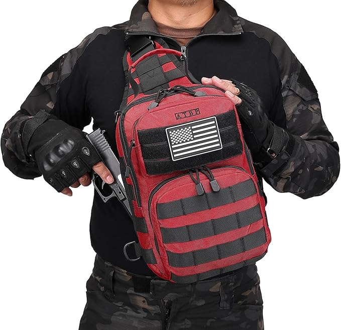 ATBP Tactical Sling Backpack With Holster Military Crossbody Bag for Men Single Shoulder Back Pack 10L