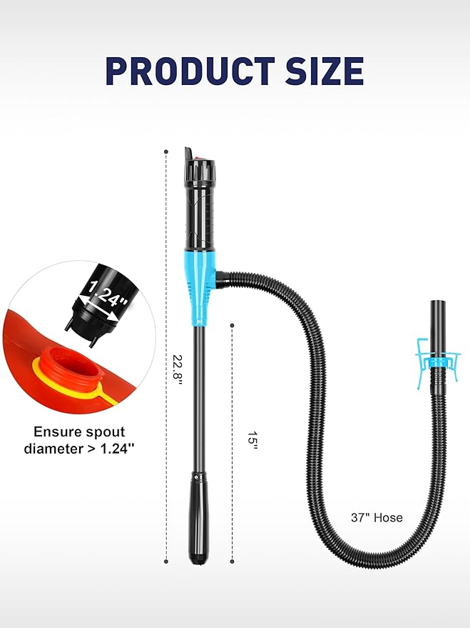 Cordless Fuel Transfer Pump Battery Powered | Portable Transfer Pump for Gasoline, Diesel, Oil, Water | 2.8 GPM High Flow Electric Gas Pump for Car, Boat, Lawn Mover & Home Use