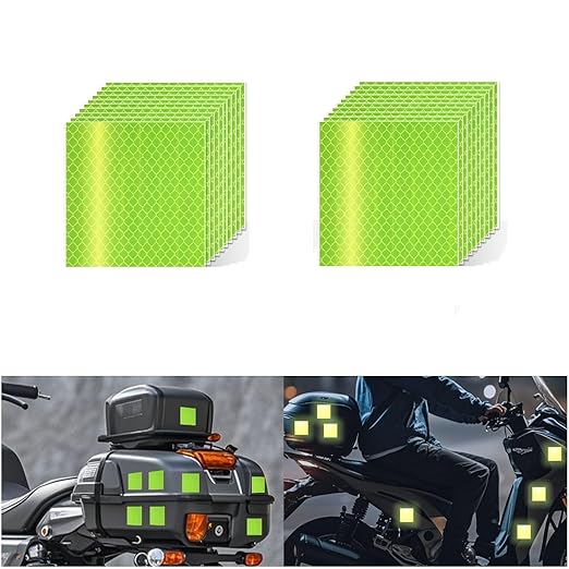 Non Fading Fluorescent Yellow Reflective Stickers 2 inch X 2 inch, Outdoor Waterproof High Visibility Safety Adhesive Reflector (20 Pcs)