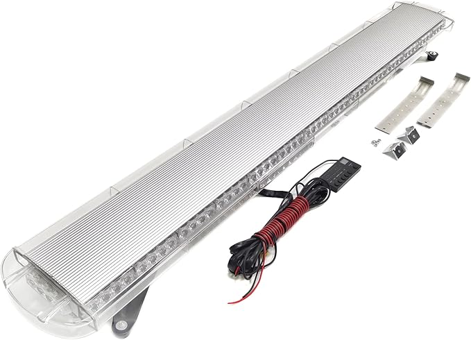 CFLMYYXGS Silver Case 26 Strobe Patterns Emergency Warning Light bar Flashing Vehicles Security Law Snowplow Tow Trucks Crane Construction Cars Wreckers Beacon Light (Amber, 63" 120LED)