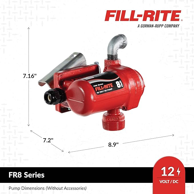 Fill-Rite FR8 12V 8 GPM Fuel Transfer Pump w/Standard Accessories