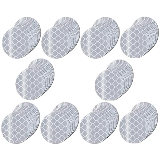 Non Fading White Reflective Stickers 2-inch Diameter Round Reflector, Outdoor Waterproof High Visibility Warning Adhesive Tape (100 Pcs)