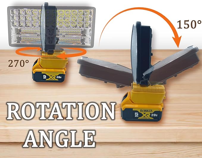 Cordless LED Work Light for Dewalt 20V Battery，90W 5400LM Wide Beam Flood Light with Two USB Charging Port Flashlight for Emergency,Workshop,Garage.(No Battery)
