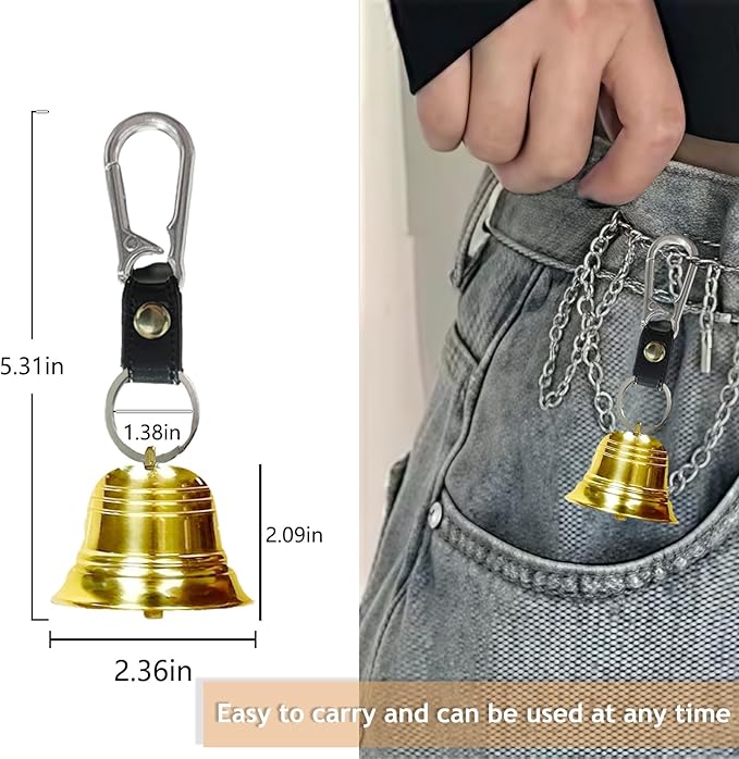 2 Inch Loud Bear Bells, Solid Brass Set, Cycling, Fishing, Mountaineering Self-Defense Gear